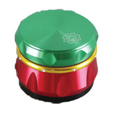 Pulsar 2" Carver 4-Piece Grinder in Rasta colors, compact steel design for dry herbs, front view