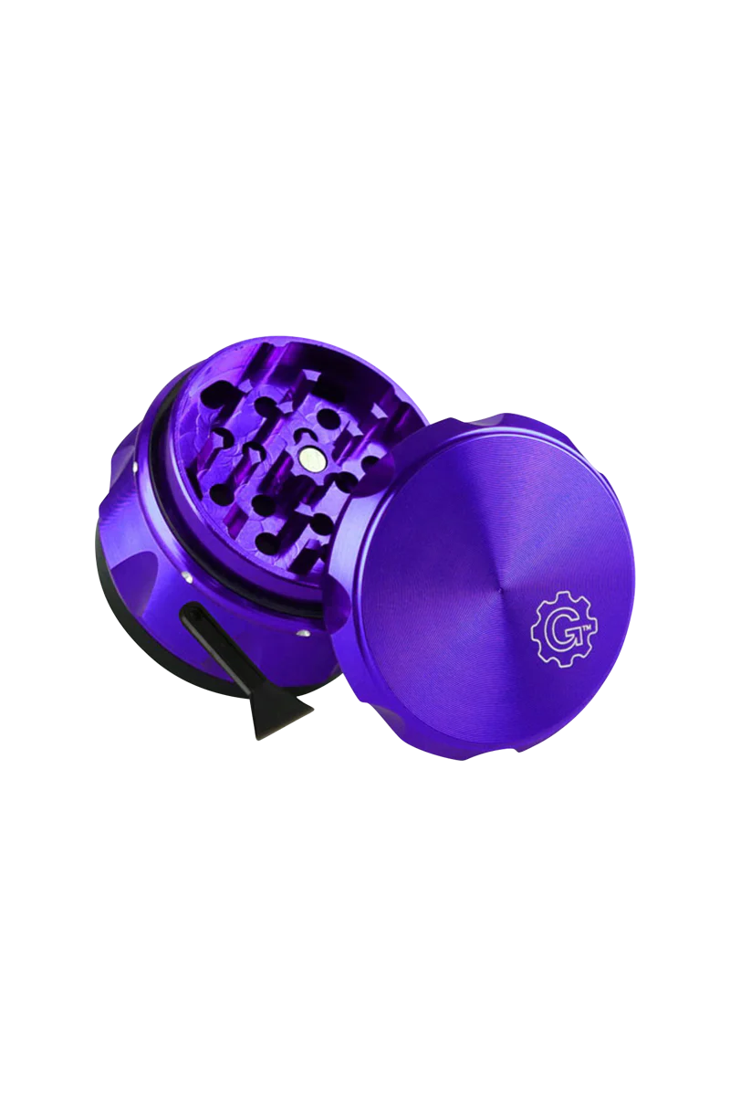 Pulsar 2" Carver 4-Piece Grinder in Purple, Compact Steel Design for Dry Herbs, Top View