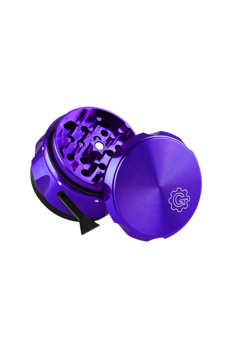 Pulsar 2" Carver 4-Piece Grinder in Purple, Compact Steel Design for Dry Herbs, Top View