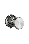 Pulsar 2" Carver 4-Piece Grinder in Silver Black, top view showing sharp teeth and smooth finish