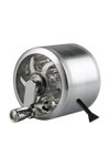 Pulsar 2.5" Silver Aluminum 4pc Grinder with Mill Crank for Dry Herbs, Angled View