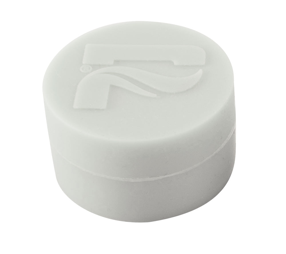 Pulsar 35mm Silicone Container in white, top view, compact and non-stick for easy storage