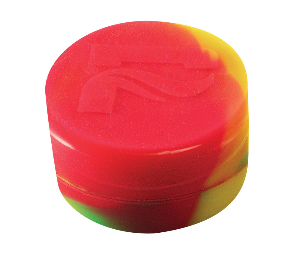 Pulsar 35mm Silicone Container in Rasta colors, compact and durable for storage