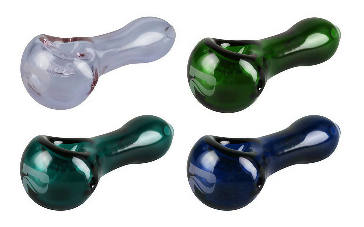 5 Collectible Double Bowl Tobacco Hand Smoking Spoon Glass Pipe w/ Carb  Hole