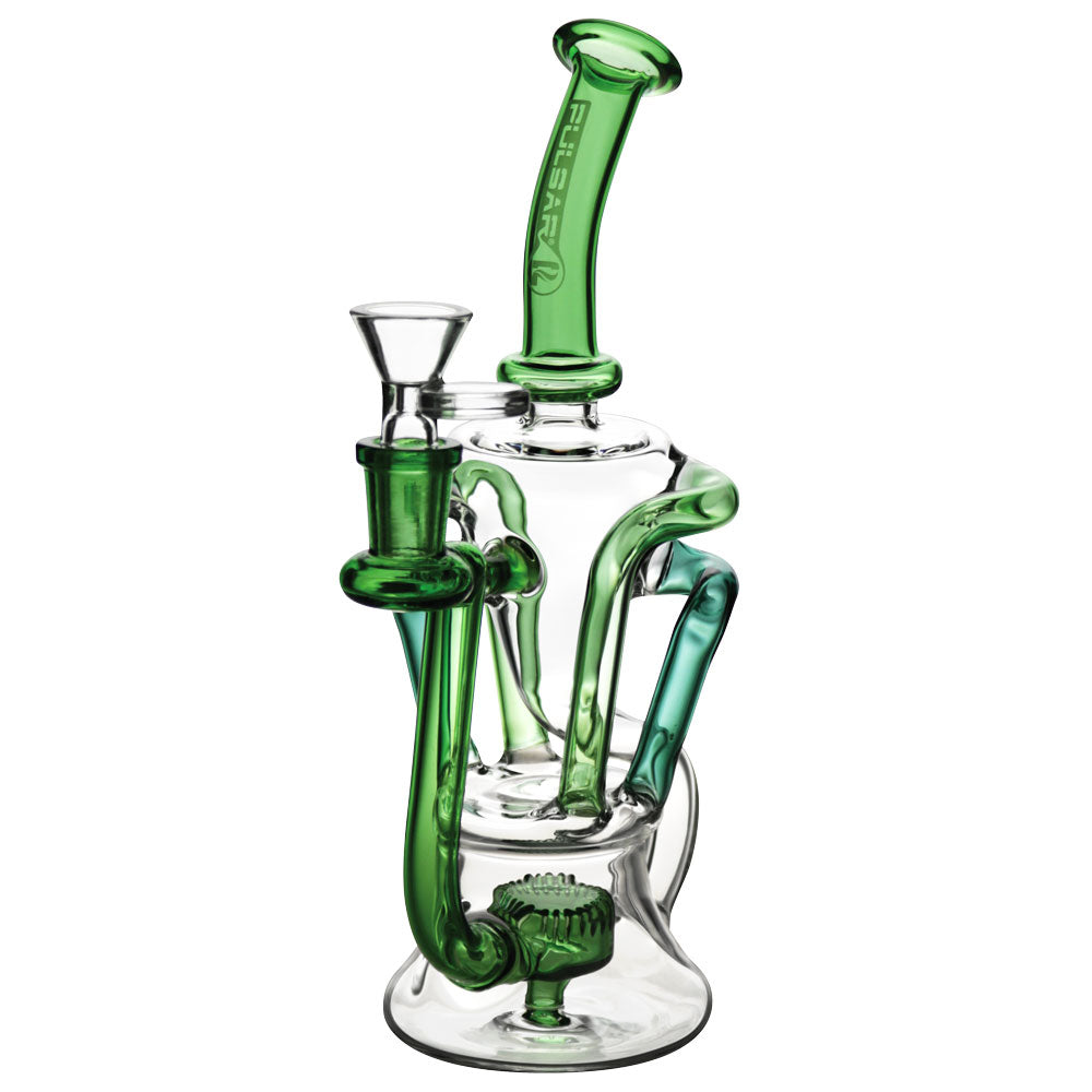 Pulsar 4-Tube Recycler Water Pipe in Assorted Colors, Borosilicate Glass, 9" Height