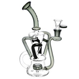 Pulsar 4-Tube Recycler Water Pipe, 9" Borosilicate Glass, Front View on White Background