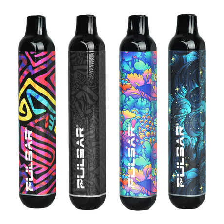 Pulsar 510 DL Vape Pens with vibrant design series, front view on white background