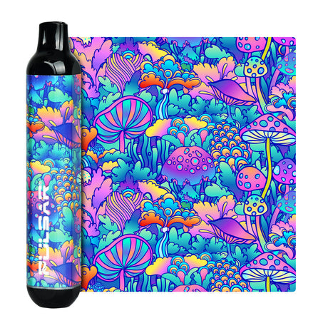 Pulsar 510 DL Vape Pen with vibrant psychedelic design, 320mAh, front view on patterned background