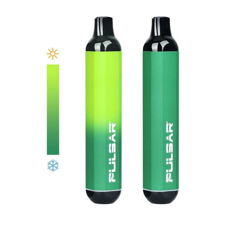 Pulsar 510 DL Vape Pen in Thermo Green to Yellow with Auto-Draw Feature, 320mAh Battery, Front and Side Views