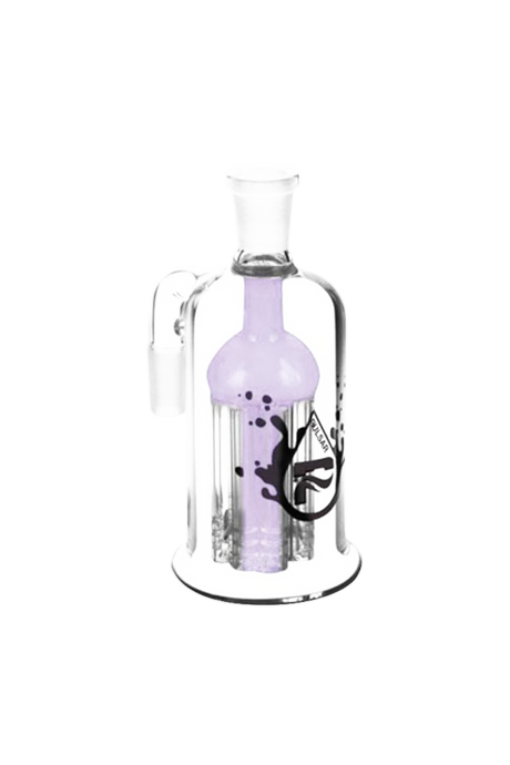 Pulsar 8 Arm Tree Percolator Ash Catcher in Clear and Purple Borosilicate Glass, 90 Degree Joint