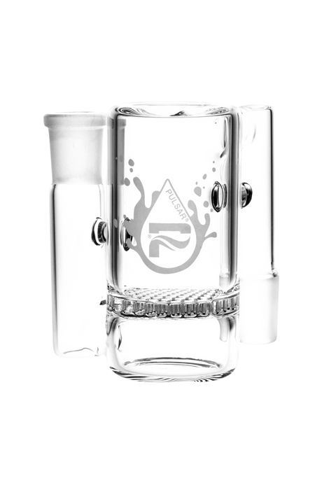 Pulsar 90° Honeycomb Ash Catcher, clear borosilicate glass, front view on white background