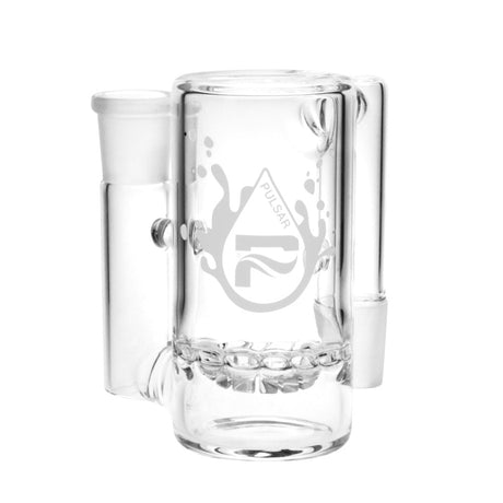 Pulsar 90° Turbine Ash Catcher in Borosilicate Glass, Side View on White Background