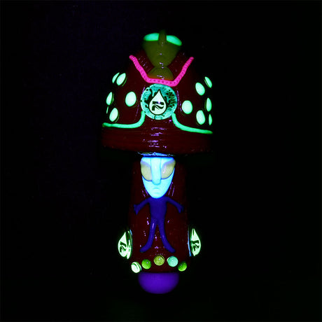 Pulsar Alien Mushroom Hand Pipe in Borosilicate Glass with Glow in the Dark Features