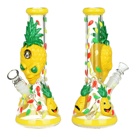 Pulsar Alien Pineapple Beaker Water Pipe, 10 inch, Borosilicate Glass, Dual Side View