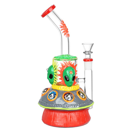 Pulsar Alien Spaceship Water Pipe with Honeycomb Percolator, 14mm Female Joint, Front View