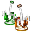 Pulsar All in One Station Dab Rig V2 in green and amber, 8-inch, with borosilicate glass bangers