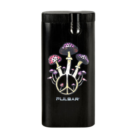 Pulsar Anodized Aluminum Dugout with Peace 'N' Shrooms Design, Compact 4" Size