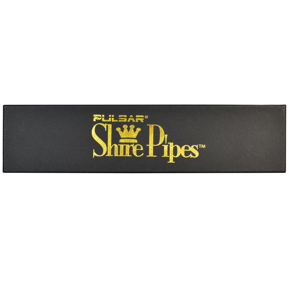Pulsar Shire Pipes logo on sleek black packaging for 'Apple Churchwarden' Rosewood Sherlock Pipe
