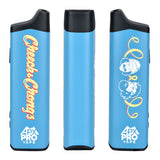 Pulsar APX Pro Dry Herb Vaporizer in blue with Cheech & Chong design, 2100mAh, three angles