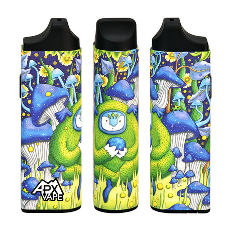 Pulsar APX Vape V3 Dry Herb Vaporizer with colorful mushroom design, 1600mAh battery, front view