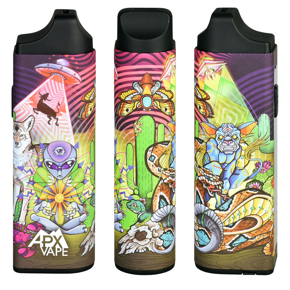 Pulsar APX Vape V3 Dry Herb Vaporizer with vibrant psychedelic designs, 1600mAh - Front View