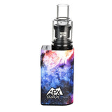 Pulsar APX Wax V3 Concentrate Vape in black with galaxy design, quartz coil, front view on white background