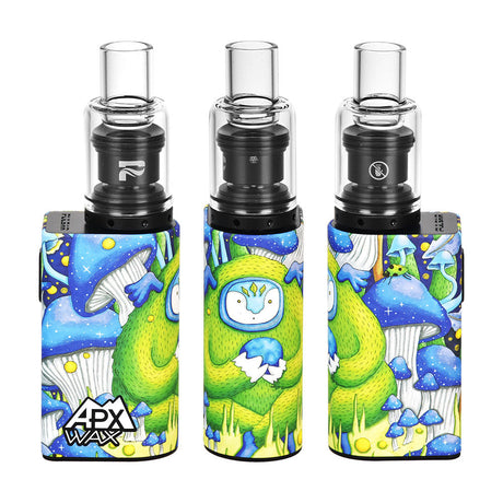 Pulsar APX Wax V3 Vaporizer with colorful mushroom design, front view, powerful battery feature