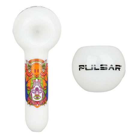 Pulsar Artist Series Spoon Pipe - Trippin Design, 5" Borosilicate Glass, Top View