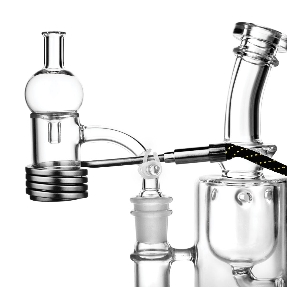 Pulsar Axial Opal Quartz Banger with Bubble Cap for Dab Rigs, 14mm Male Joint, Side View