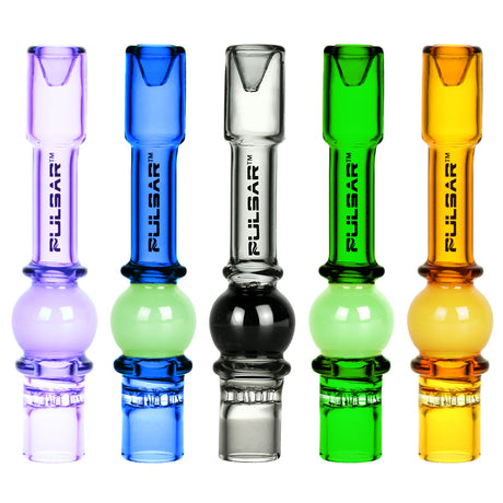 Pulsar Ball Chillum hand pipes in various colors, compact and portable design, front view