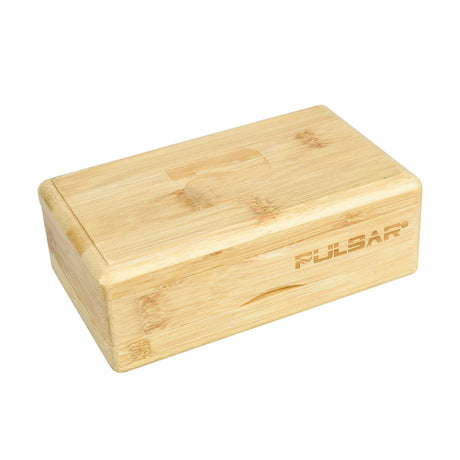 Pulsar Bamboo Sifter Box, 3-Part Grinder, Closable Design, Front View on White Background