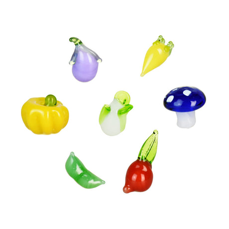Pulsar Banger Insert Beads shaped like colorful veggies, 50-pack, made of borosilicate glass
