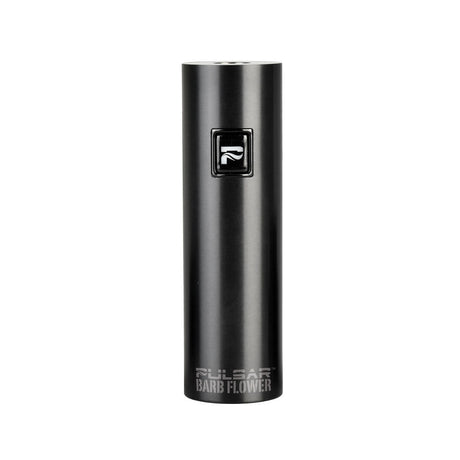 Pulsar Barb Flower Battery in Black, sleek steel design for vaporizers, front view on white background