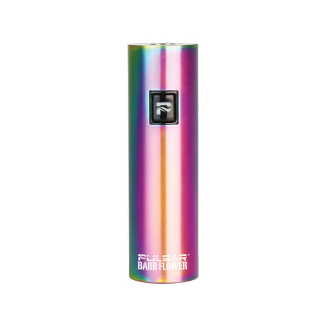 Pulsar Barb Flower Battery in iridescent steel, front view, compact design for vaporizers