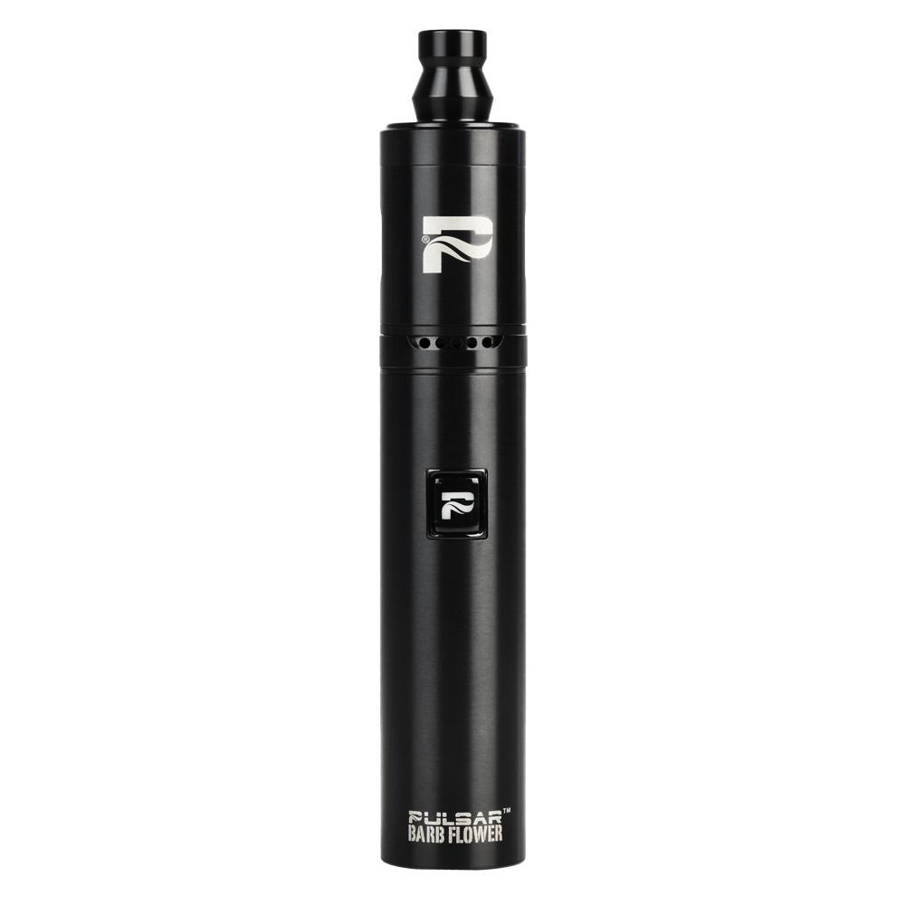 Pulsar Barb Flower Electric Pipe in Black, 4" Height, 1.25" Diameter, for Dry Herbs - Front View