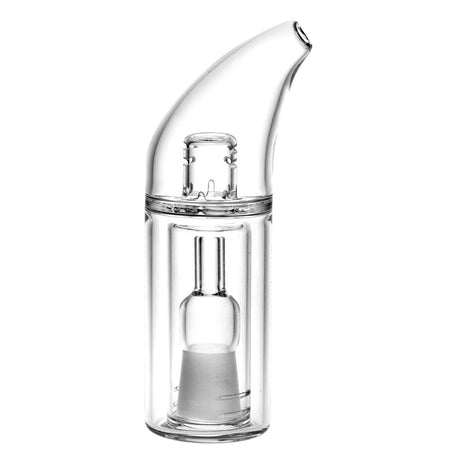 Pulsar Barb Flower/Fire Glass Bubbler Attachment, clear borosilicate, side view on white background