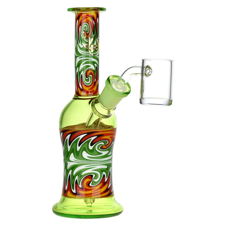 Pulsar Being Here Mini Dab Rig with WigWag pattern, Borosilicate Glass, 6.75" tall - Front View