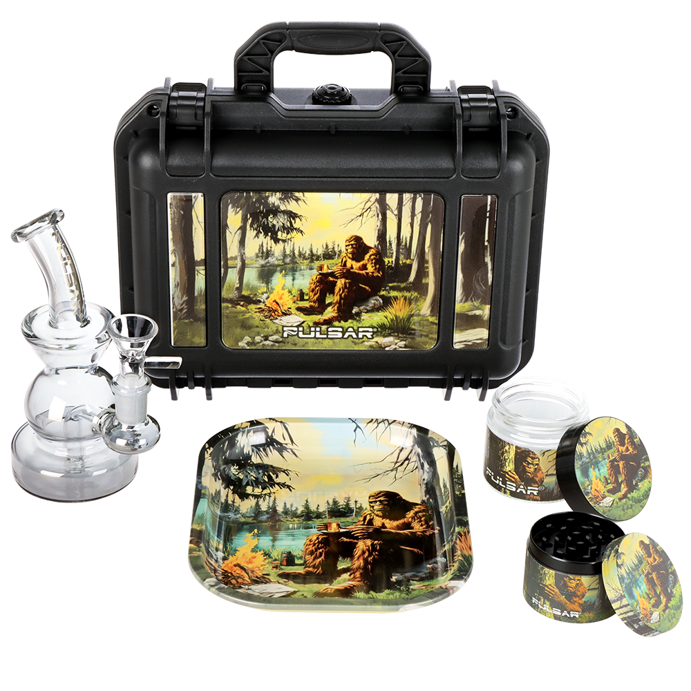 Pulsar Bent Neck Water Pipe V2 Smokers' Hard Case Travel Set  | Camping Bigfoot | 6" | 14mm F