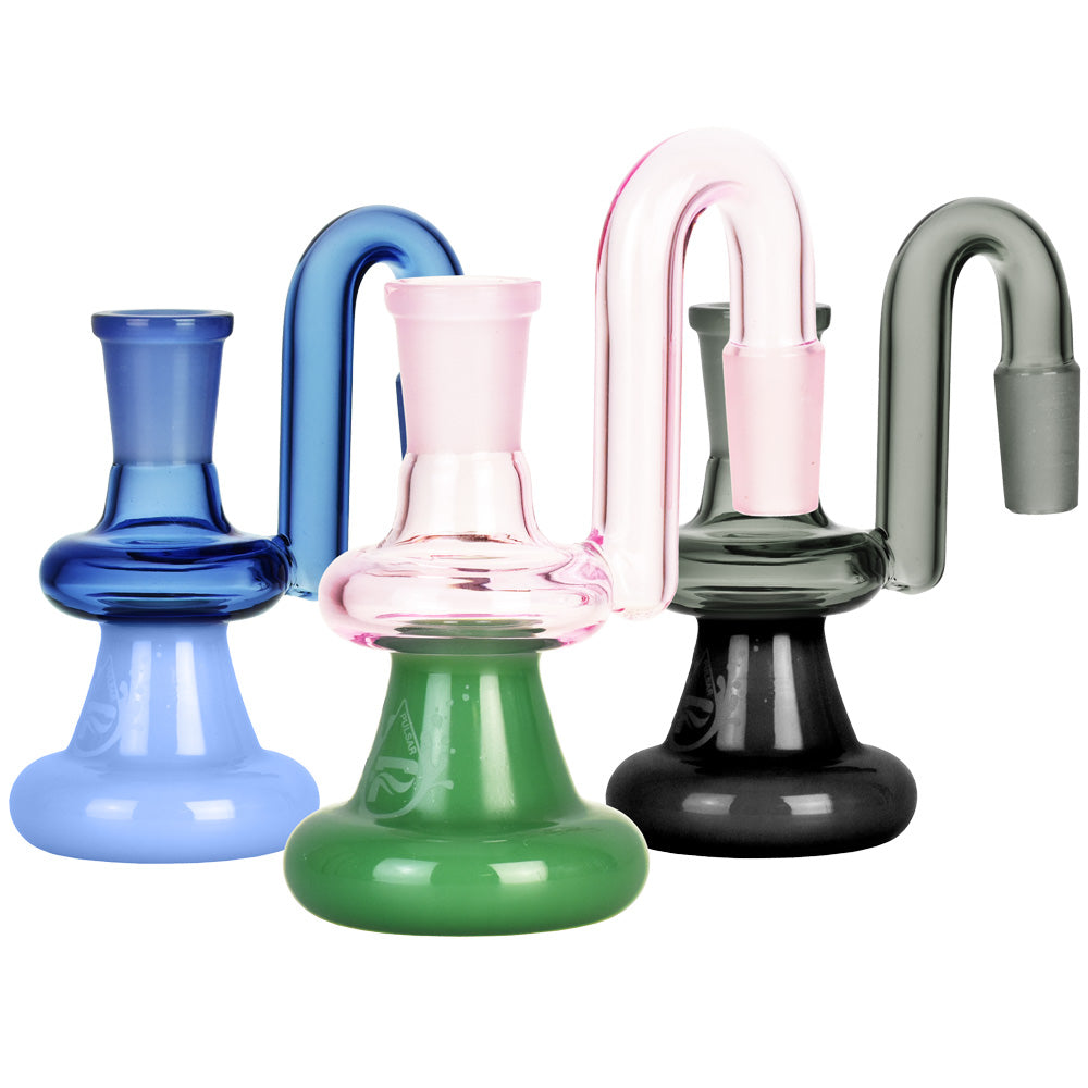 Pulsar Bicolor Dry Ash Catchers in assorted colors with 45-degree joints, front view on white background