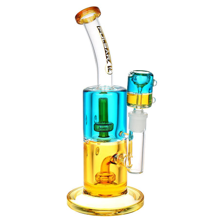 Pulsar Bicolor Glycerin Chugger Water Pipe, 9.75" tall with 14mm Female Joint, Front View