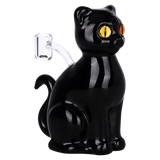 Compact 6.25 inch black borosilicate dab rig in an upright cat shape, bundle of two from Pulsar glass