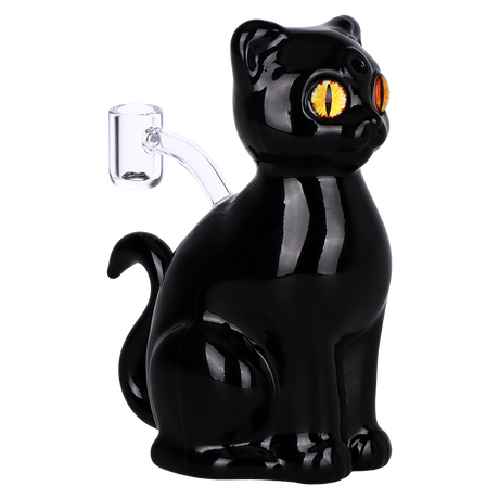 Compact 6.25 inch black borosilicate dab rig in an upright cat shape, bundle of two from Pulsar glass