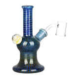 Pulsar Blooming Bubble Matrix Mini Dab Rig with intricate blue design and 14mm female joint