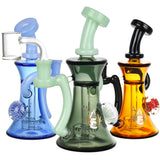 Pulsar Blossom Recycler Dab Rigs in assorted colors with bangers, front view on white background