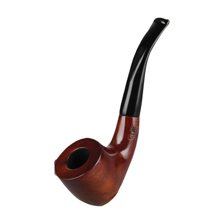 Pulsar Brandy Wooden Sherlock Pipe with a deep bowl for dry herbs, side view on white background