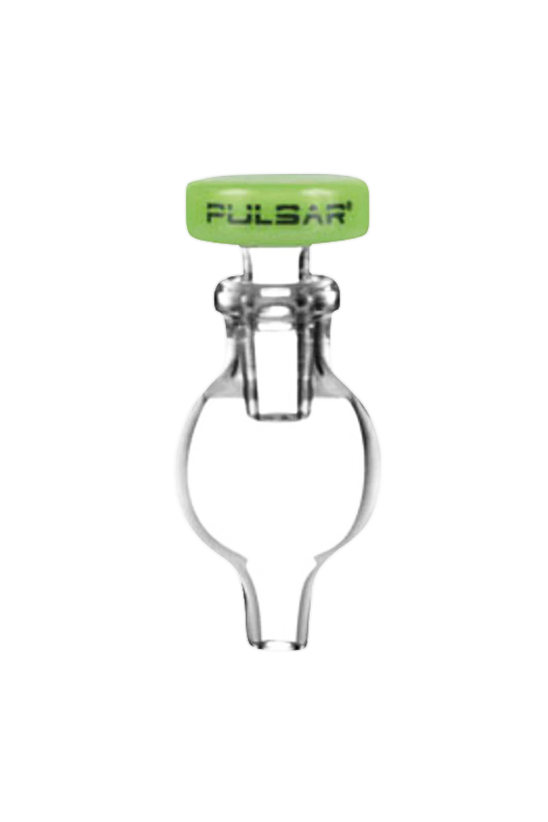 Pulsar Bubble Carb Cap with airflow control, transparent borosilicate glass, front view on white background