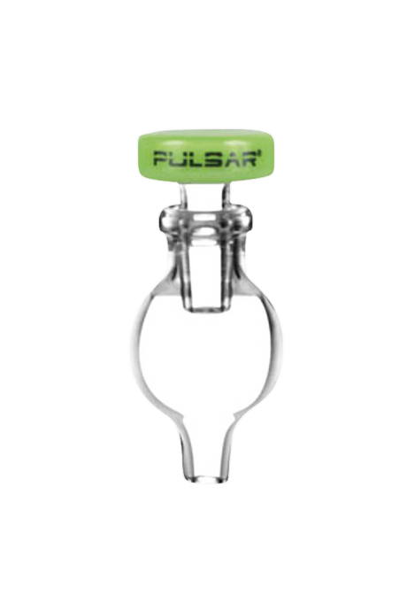 Pulsar Bubble Carb Cap with airflow control, transparent borosilicate glass, front view on white background