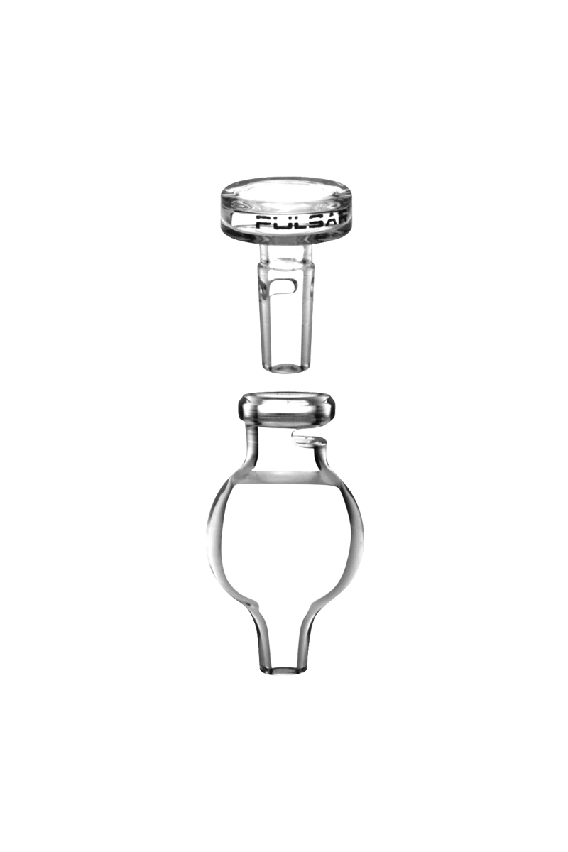 Pulsar Bubble Carb Cap with airflow control for dab rigs, clear borosilicate glass, front view