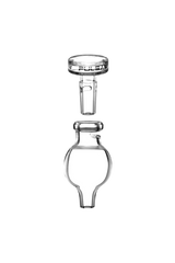 Pulsar Bubble Carb Cap with airflow control for dab rigs, clear borosilicate glass, front view