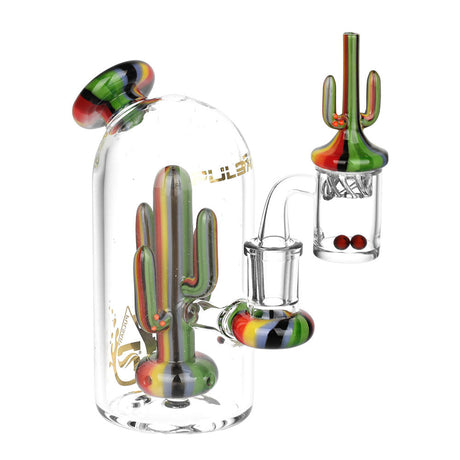 Pulsar Cactus Fantasy Rig Set with Cactus Cap and Terp Beads, Clear 5.5" Glass, Front View